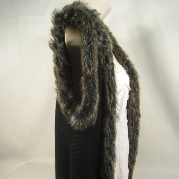 Wet Seal Womens Sweater Vest Medium Brown Faux Fur - Picture 6 of 7